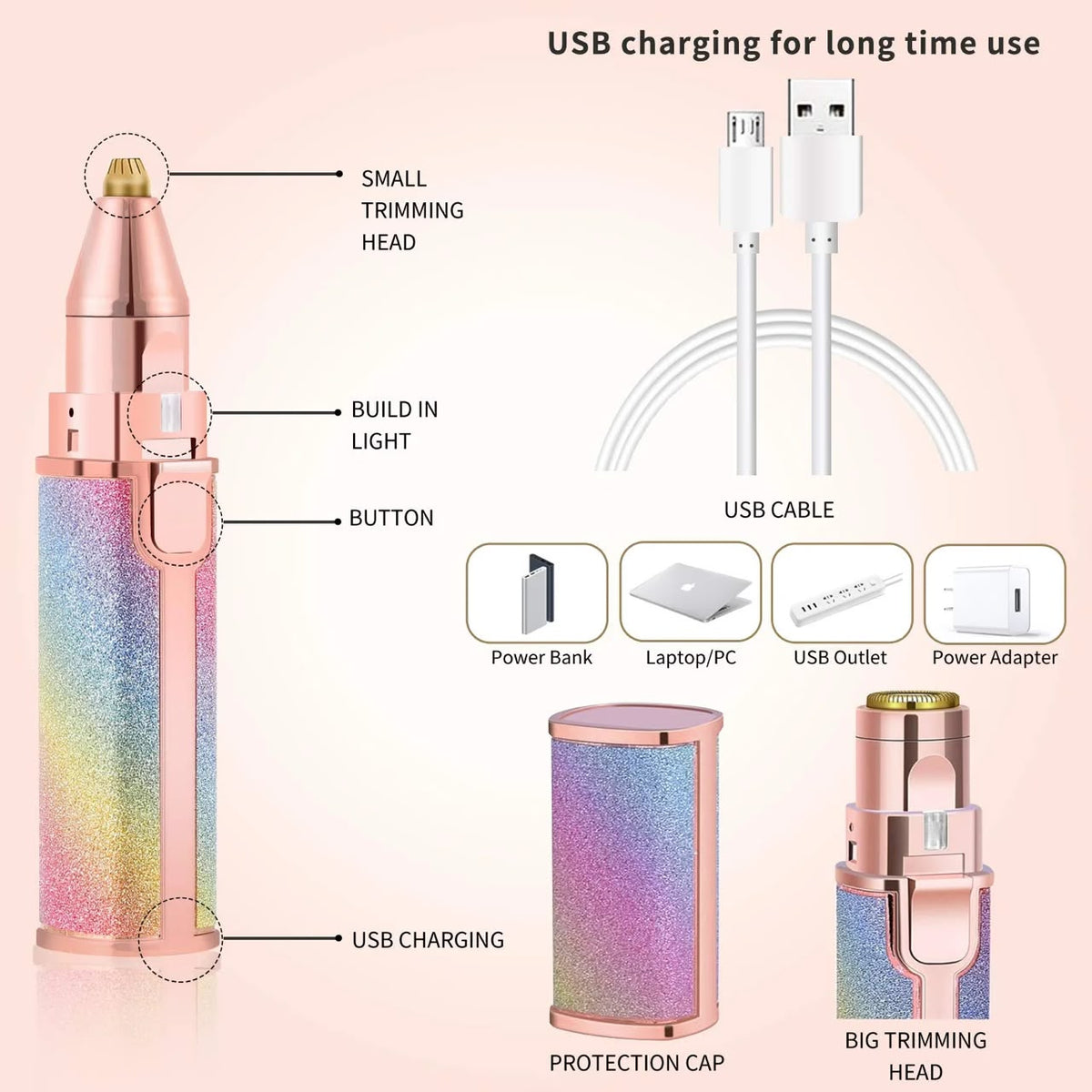 ✨ 2-in-1 Electric Trimmer for Women