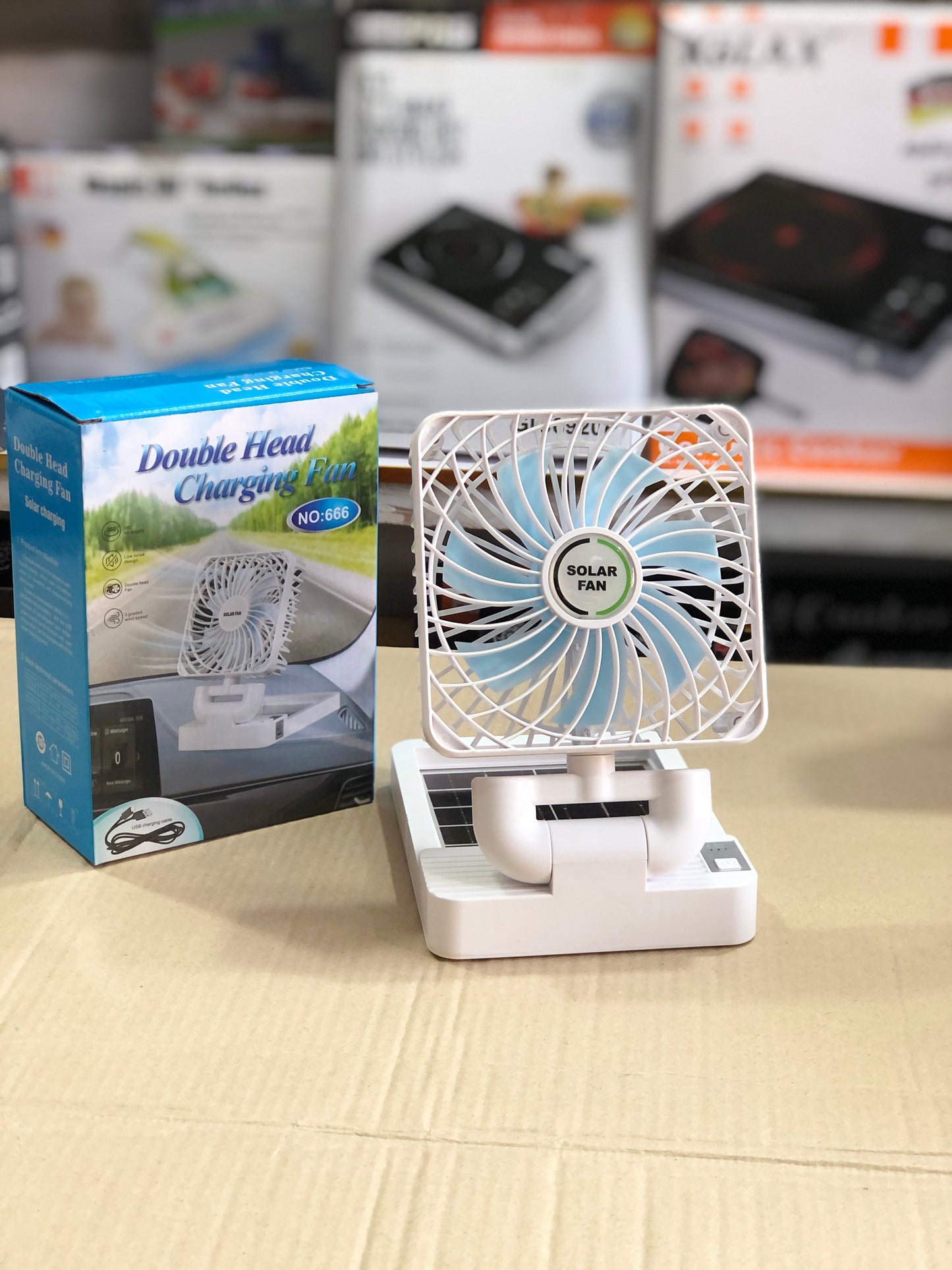 Imported Foldable Solar Rechargeable Fan 666